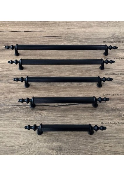 Mat Siyah Mobilya Dolap Mutfak Çekmece Kulpu 160 mm (16 Cm) 5 Adet