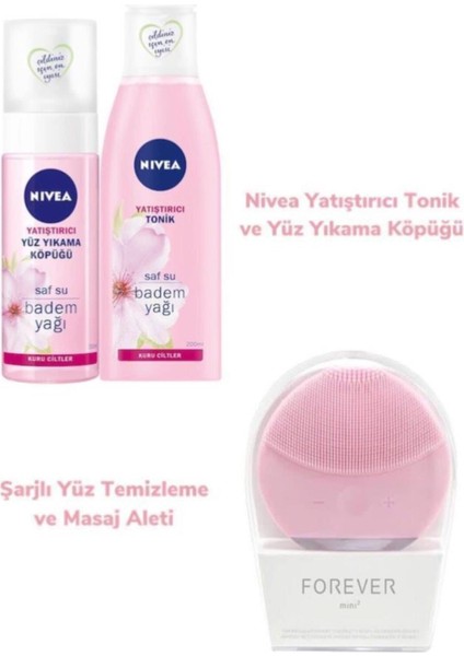 Yatıştırıcı Yüz Yıkama Köpüğü+Yatıştırıcı Tonik+Şarjlı Yüz Temizleme ve Masaj Aleti