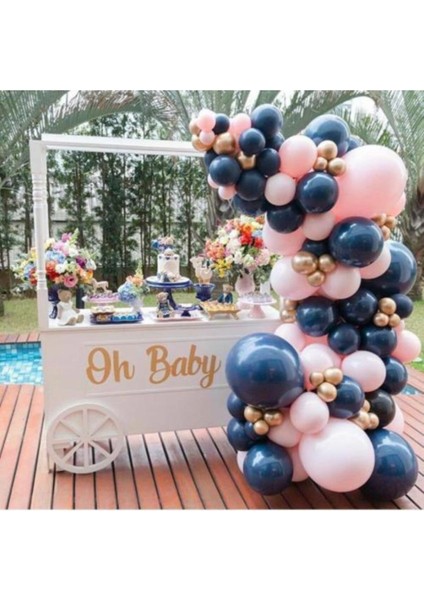 100 Adet Lacivert Pembe Gold Balon Zincir Özel Gün Balon Zincir(Büyük Balonlar Yoktur)