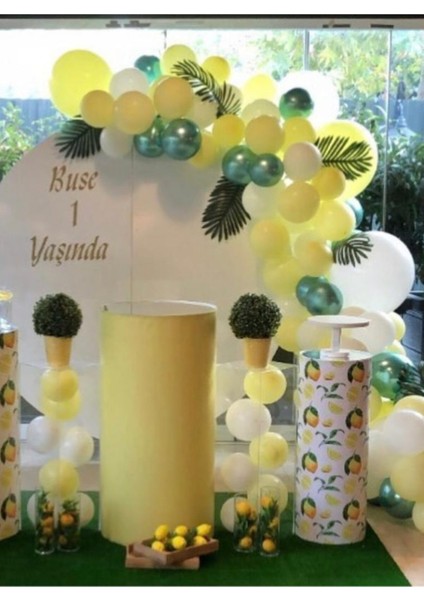 Krom Yeşil Makaron Sarı ve Beyaz Balon Zinciri 100 Adet