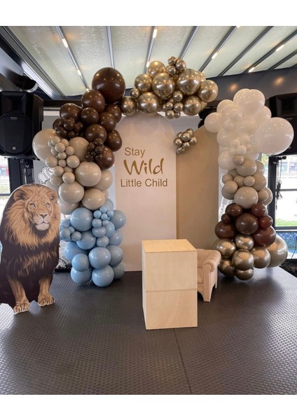 Krom Beyaz Altın Çikolata Kahve Duman Fırtına Mavisi ve Beyaz Balon Zinciri 100 Adet