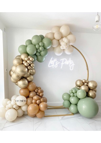 Krom Gold Küf Yeşili Karamel ve Sütlü Kahve Balon Zinciri 100 Adet