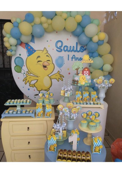 Makaron Sarı Mint Yeşili ve Mavi Balon Zinciri 100 Adet