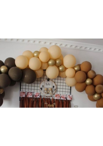 Kahve Karamel Somon Gold Pastel Sonbahar Konsept Zincir Balon