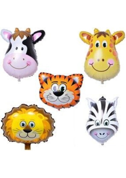 Safari Hayvan Kafa Folyo Balon Seti 5 Lı