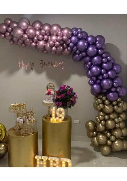 Krom Balon Balon Zincir Pembe Mor Gold Renk
