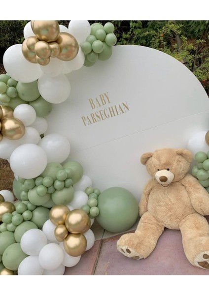 Küf Yeşili Beyaz Krom Gold Balon Konsept Zinciri 100 Adet