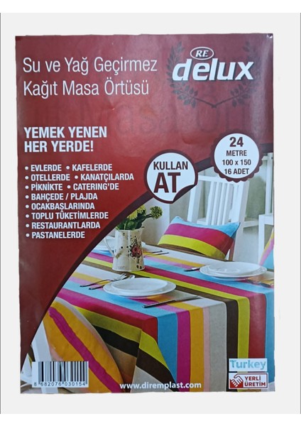 Masa Örtüsü Kağıt Rulo 100X150 cm Karışık 1 Adet
