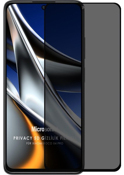 Xiaomi Poco X4 Pro 5g Privacy 5d Gizlilik Filtreli Cam Ekran Koruyucu Siyah