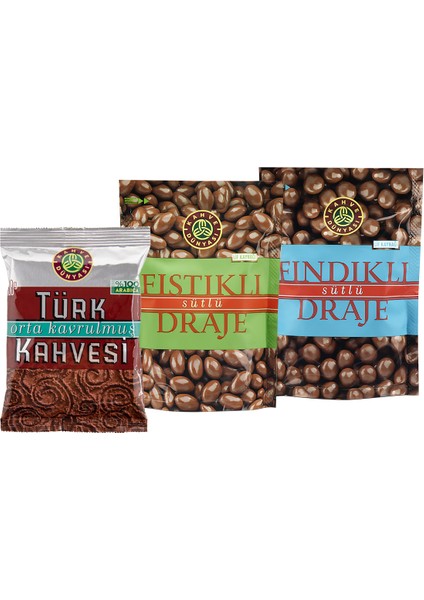 Fındıklı Draje ve Antep Fıstıklı Draje ve Orta Kavrulmuş Türk Kahvesi
