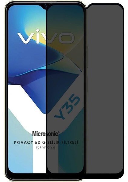 Vivo Y35 Privacy 5d Gizlilik Filtreli Cam Ekran Koruyucu Siyah