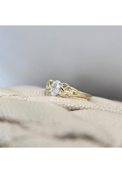 Altın Yüzük - 0.60 Karat Pırlanta Möntörü (Signity Swarovski) Taşlı 14 Ayar Altın Alyans modelleri