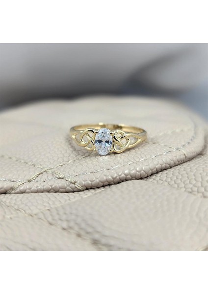 Altın Yüzük - 0.60 Karat Pırlanta Möntörü (Signity Swarovski) Taşlı 14 Ayar Altın Alyans fırsatları