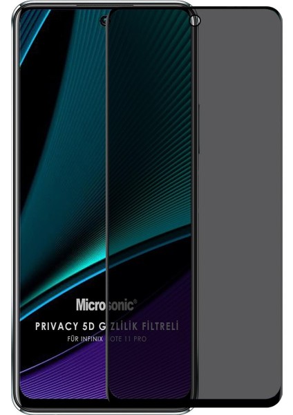 Infinix Note 11 Pro Privacy 5d Gizlilik Filtreli Cam Ekran Koruyucu Siyah