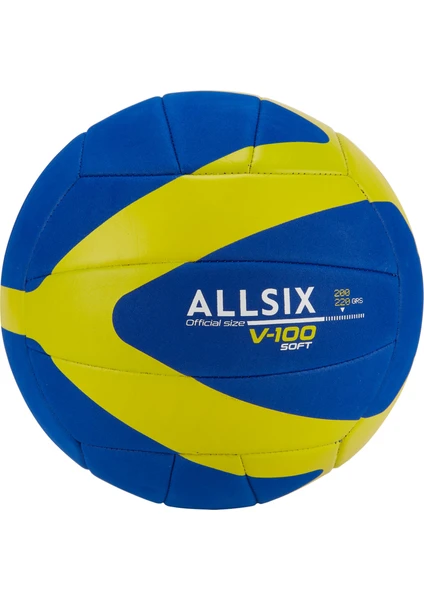 Allsix Voleybol Topu - Mavi / Sarı - 200/220 G - 6/9 Yaş - V100 Soft 200