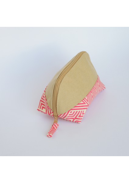 Wolo -Mini Çanta (Kalemlik /cüzdan/makyaj Çantası) Oval - Geometrik Çizgi Desenli %100 Pamuk fiyatları