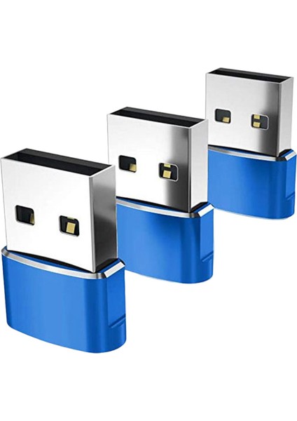 3 Adet Tip-C 3.1-Usb 2.0 Adaptör Dişi Ila Erkek Konnektörüne Dizüstü Bilgisayar Mavisi Için (Yurt Dışından)