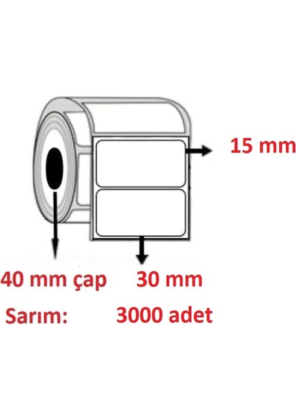 15X30 Kuşe Etiket (3000 Lü)