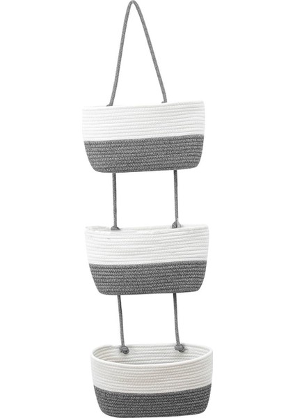 3 Katmanlı Dokuma Çiçek Sepetleri Duvar Rafı Çocuklar Odası Oturma Odası Yatak Odası Stili A (Yurt Dışından)