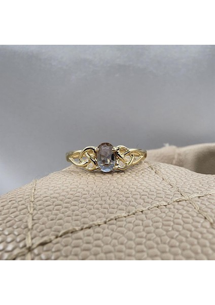 Gümüş Yüzük - 0.60 Karat Zultanit Taşlı Fantazi Modern Tasarım 925 Ayar Gümüş Evlilik Alyansı