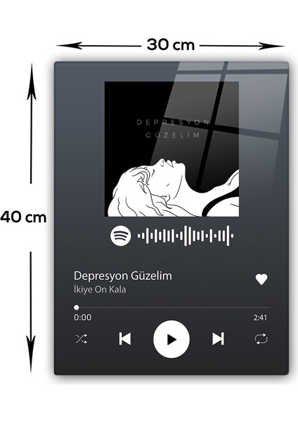 Cam Tablo | Spotify Barkodlu | Ikiye On Kala - Depresyonn Sevgilim