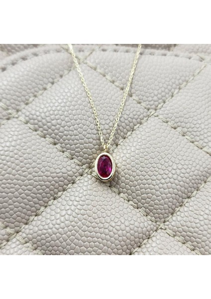 1.05 Karat Ruby Taşlı Altın Kolye-Ruby Taşlı 14 Ayar Altın Kolye