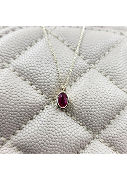 1.05 Karat Ruby Taşlı Altın Kolye-Ruby Taşlı 14 Ayar Altın Kolye