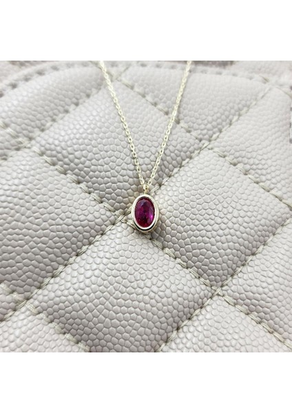 1.05 Karat Ruby Taşlı Altın Kolye-Ruby Taşlı 14 Ayar Altın Kolye