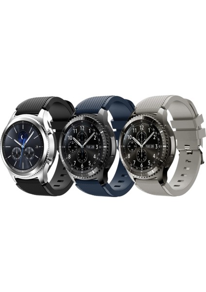 22MM Desenli Silikon Saat Yüksek Kalite Kordon Kayış 3'lü Set