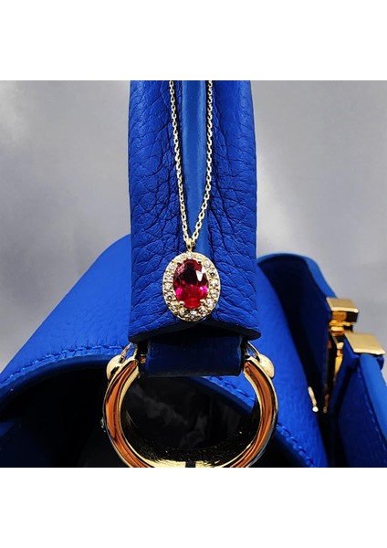 Altın Kolye - Lal Taşlı Vintage 14 Ayar Altın Kolye-Lal Taşlı Divarane Taşlı Hediye Şans Altın Kolye fiyatları