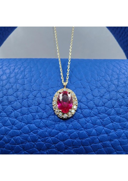 Altın Kolye - Lal Taşlı Vintage 14 Ayar Altın Kolye-Lal Taşlı Divarane Taşlı Hediye Şans Altın Kolye fırsatları