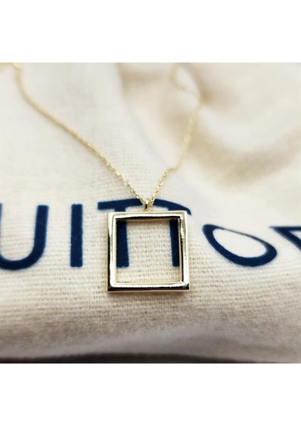 Altın Kolye - Kare Desenli Modern Tasarım 14 Ayar Altın Kolye - Kare Geometrik Hediyelik Altın Kolye indirimleri