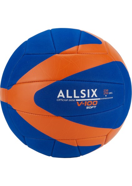 ALLSIX Voleybol Topu - Mavi / Turuncu - 230/250 G - 10/14 Yaş - V100 SOFT 230