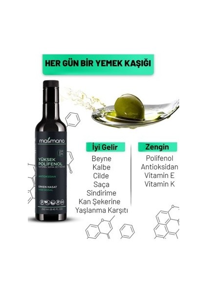 Yüksek Polifenollü Zeytinyağı 4 Adet 250 ml (2023)