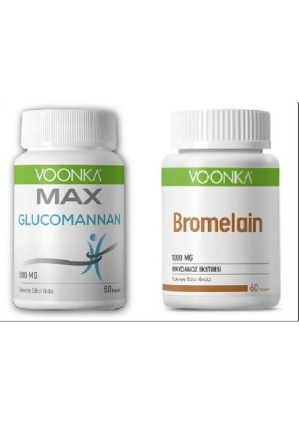 Bromelain 60 Kapsül + Max Glukomannan 60 Kapsül