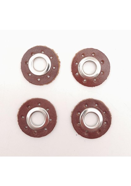 Kızıl Kahve Gerçek Derili 4 Lü Kuşgözü Gümüş