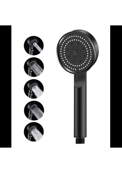 Turbo Fan 5 Fonksiyonlu Su Tasarruflu Duş Başlığı Turbo El Duşu Siyah