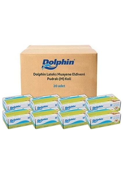 Pudralı Latex Eldiven M Beden 100'lü x 20 Paket 1 Koli