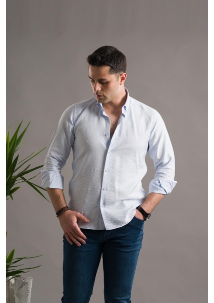 Modtime Slimfit Gofre Kumaş Yaka Düğmeli Uzun Kol Erkek fiyatları