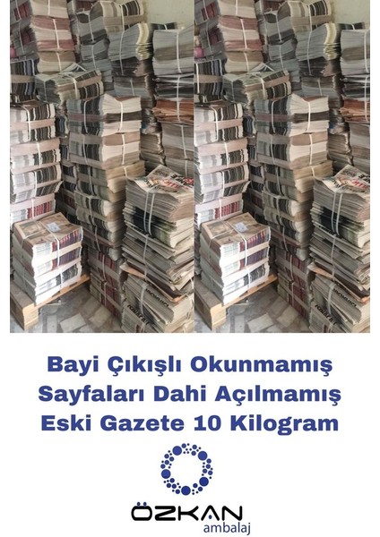 Bayi Çıkışlı Tertemiz Okunmamış Eski Gazete 10 kg