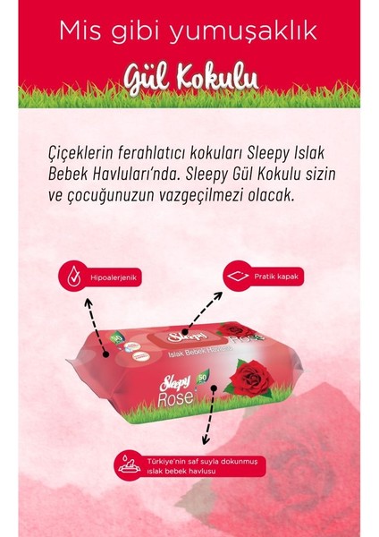 Sleepy Gül 90'lı Islak Mendil 3 Adet modelleri