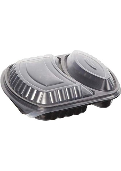 Siyah 2 Gözlü Plastik 50 Adet Yemek Kapı Kapaklı