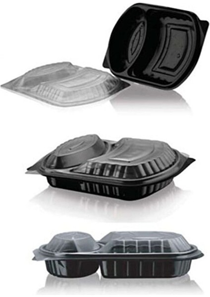 Siyah 2 Gözlü Plastik 50 Adet Yemek Kapı Kapaklı modelleri