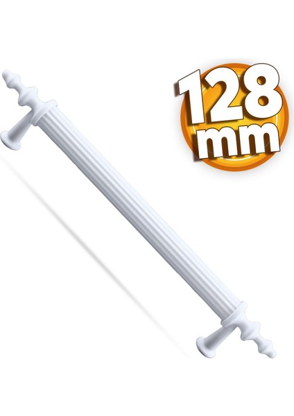 Erciyes Mobilya Mutfak Dolabı Çekmece Dolap Kapak Kulpu Kulbu Beyaz 128 mm Metal Kulp