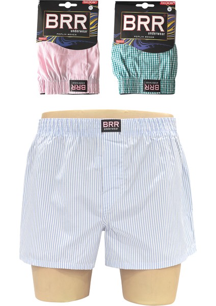 3’lü Paket Karışık Renk Pamuklu Poplin Boxer Şort
