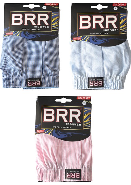 3’lü Paket Karışık Renk Pamuklu Poplin Boxer Şort