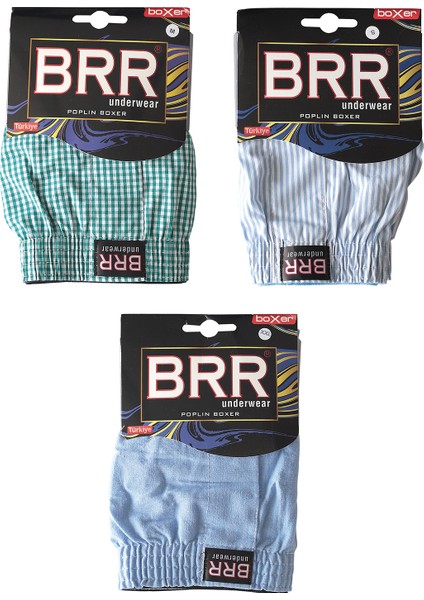 3’lü Paket Karışık Renk Pamuklu Poplin Boxer Şort