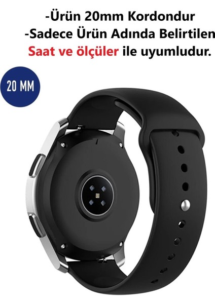 Samsung Galaxy Watch Active 2 (42MM-44MM) Uyumlu Yüksek Kalite 20MM Klasik Silikon Kordon Kayış