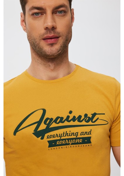Agaınst Erkek O Yaka T-Shirt Safran indirimleri