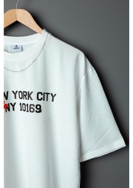 Erkek Newyork Oversize Baskılı Pamuklu Bisiklet Yaka Kısa Kollu T-Shirt modelleri